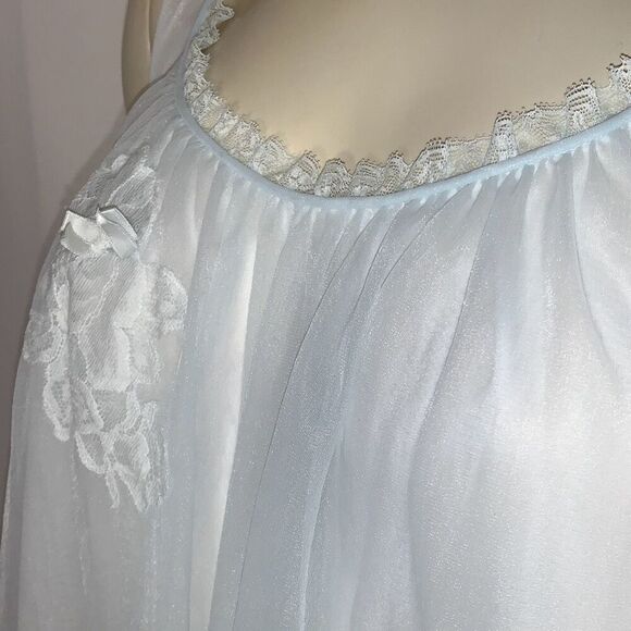 Vintage 1960s Pale Powder Blue Sheer Babydoll Nightgown | Small | by Vanity Fair - Picture 11 of 16